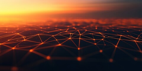 Leinwandbilder - Abstract Background with Orange Lines and Emerging Light at Dusk