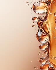 Aufkleber - Glimmering Water Droplets Gliding on a Smooth Amber Surface