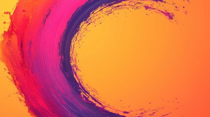 Leinwandbilder - Vibrant Abstract Brush Stroke on Orange Background for Creative Use