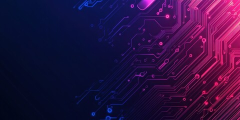 Fototapete - Abstract Digital Circuit Background with Vibrant Blue and Pink Colors