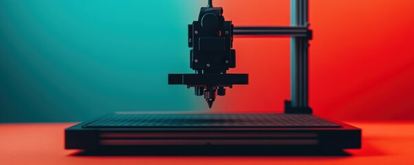 Poster - Modern 3D Printer with Vibrant Background and Precision Engineering