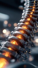 Aufkleber - Metallic Spine Design with Glowing Elements in Abstract Background