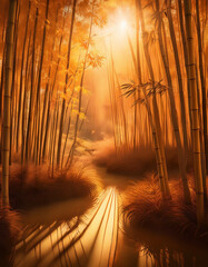 Wall Mural - Bamboo forest landscape in painting style, part 60