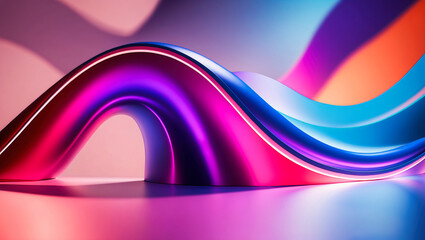 Poster - An abstract artwork featuring a dynamic waving structure, colorful and curving, smooth and glossy, modern and fluid, with a sense of motion and energy