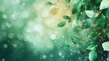 Poster - Natural Green Background with Leaves and Soft Light for Design