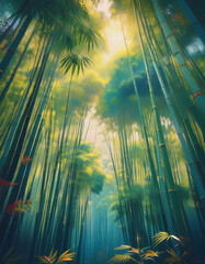 Wall Mural - Bamboo forest landscape in painting style, part 34