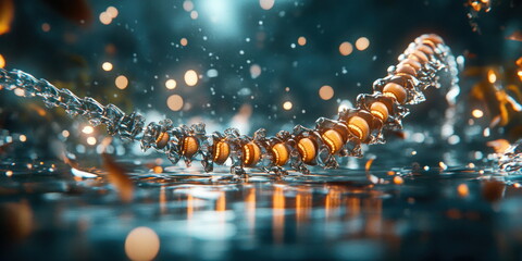 Poster - Reflective Jewelry Close-Up with Bokeh Effect and Water Droplets