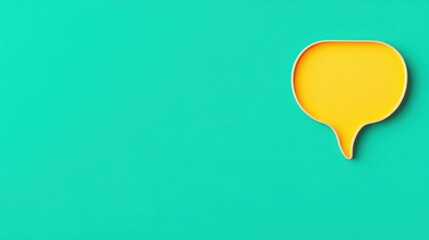 Poster - Vibrant Yellow Speech Bubble on Turquoise Background for Communication