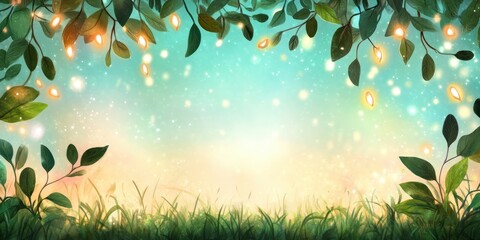 Poster - Enchanted Forest Background with Lights and Soft Bokeh Effect