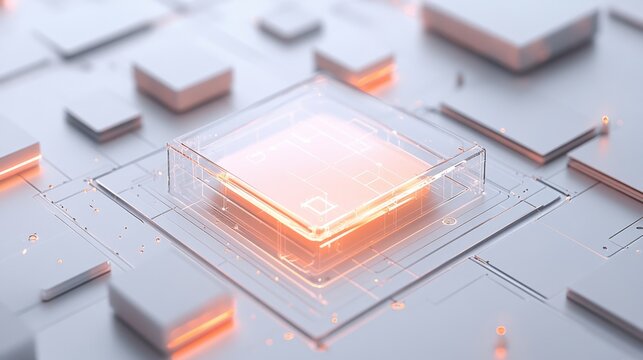 Sleek and futuristic 3D design with AI icons, text,
