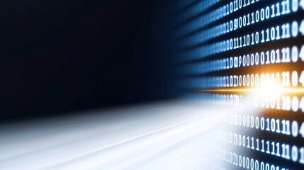 Aufkleber - Abstract Digital Background with Binary Code and Light Effects