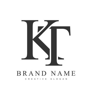 KT trendy logotype template. Initial letter k and t classic font style. Creative logo for company name or identity.