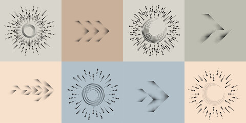 Poster - art composition with halftone dots .modern art design .neutral color stripes .transition dots. geome