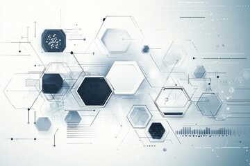 Poster - Abstract tech background with hexagons and lines.