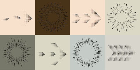 Poster - art composition with halftone dots .modern art design .neutral color stripes .transition dots. geome