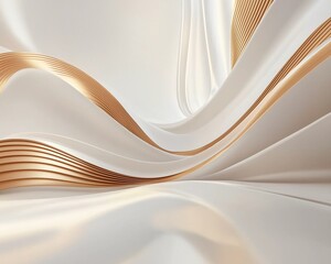 premium luxury abstract white background with curved golden accents and depth.