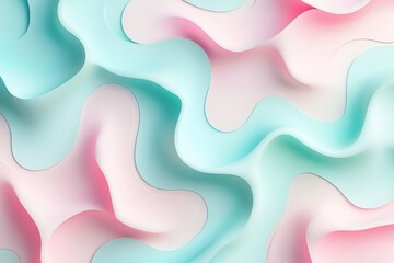Poster - A captivating abstract background featuring intertwined fluid shapes in soft pastel colors, creating a sense of movement, depth, and gentle elegance.