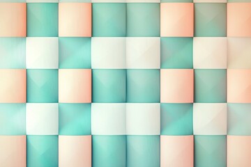 A playful geometric pattern featuring soft textured cubes in a pastel color palette of white, peach, and turquoise for a whimsical, modern design.