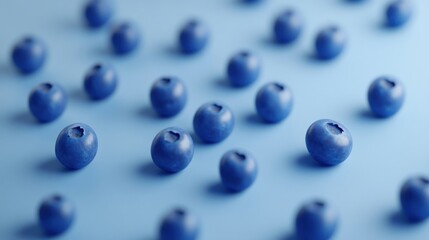 Poster - A smooth blue surface with perfectly arranged blueberries for a stylish composition.