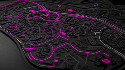 Poster - Urban map visualization cityscape 3d model digital environment aerial view modern design concept