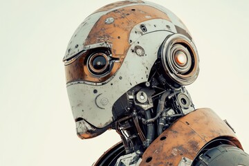 Poster - Unique robotic character design showcasing detailed mechanical features under soft lighting