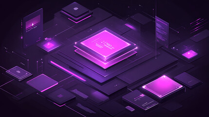 Poster - Digital innovation showcase virtual space 3d graphics futuristic environment aerial view technology visualization