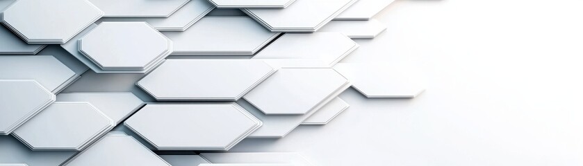 Wall Mural - A modern abstract background featuring a pattern of interconnected hexagons in shades of white and light gray.