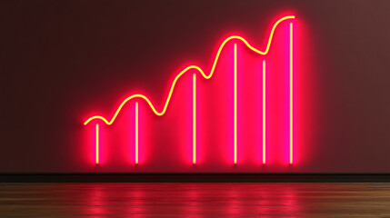 Poster - Business growth trends office environment graph visualization neon style digital marketing concept