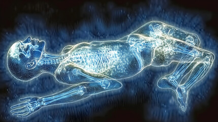 Aufkleber - Exploring human anatomy medical visualization digital art neon environment aerial view science concept