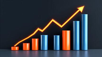 Poster - Business growth metrics office environment infographic modern design high angle data visualization for seo impact