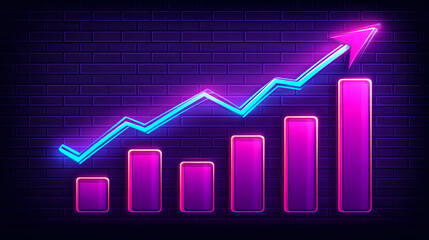 Poster - Business growth trends graph visualization digital environment neon aesthetic data analysis concept