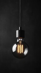 Aufkleber - A single light bulb dangles from the ceiling, casting a warm glow that pierces the surrounding darkness. Its elegant design exudes a vintage charm, enhancing the atmosphere