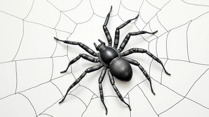 Detailed Spider Spinning Web Illustration
