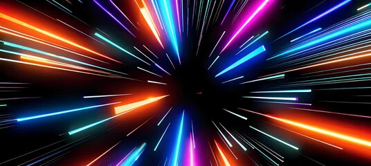 Wall Mural - dynamic burst of colorful light trails in motion on a dark background