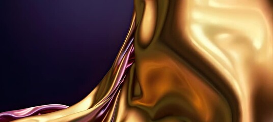 Poster - Flowing metallic fabric waves creating dynamic abstract patterns in motion