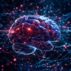 Poster - Intricate Neural Network: A detailed, photorealistic representation of the human brain, showcasing a vibrant network of interconnected neural pathways, glowing with energy and intelligence.