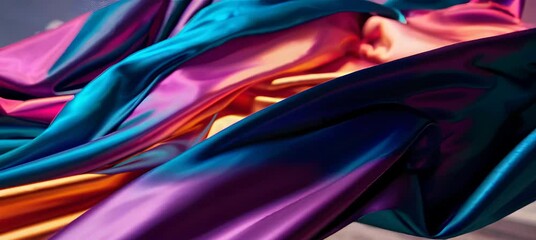 Poster - Vibrant silk fabric waves flowing in dynamic motion abstract art