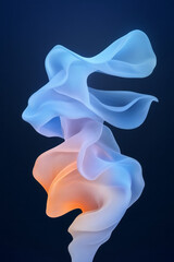 Poster - Curvy dual bands in pastel-blue and midnight black, weaving in a spiral path, illuminated by a