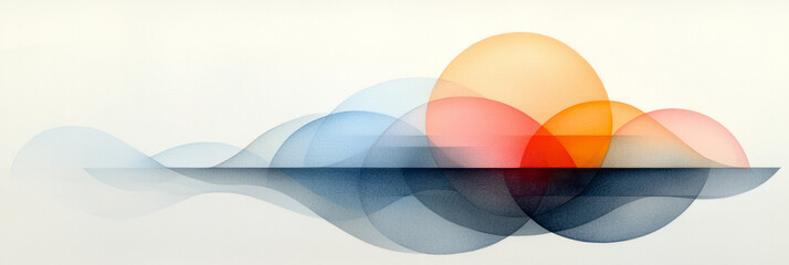 Poster - Concentric arcs in varying shades of orange, stacked to form a three-dimensional sphere silhouette