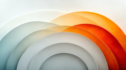 Poster - Rounded silhouette formed by semi-translucent arcs shifting from pale apricot to smoky terracotta,