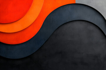 Poster - Overlapping arcs fading from warm coral at the outer edges to moody navy near the center, arranged