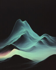 Poster - Gently twisting shapes transitioning from neon green at their base to faint turquoise at their