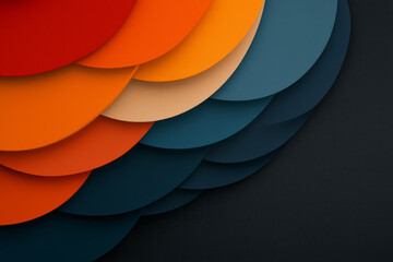 Poster - Overlapping arcs fading from warm coral at the outer edges to moody navy near the center, arranged