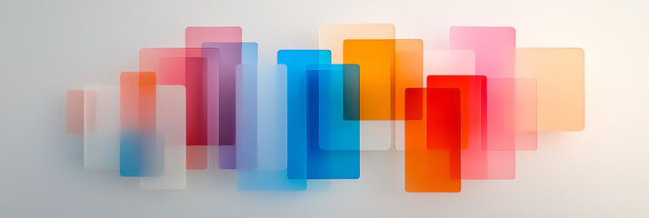 Poster - Overlapping lines of cylindrical rods in saturated reds, blues, and oranges, each rod partially