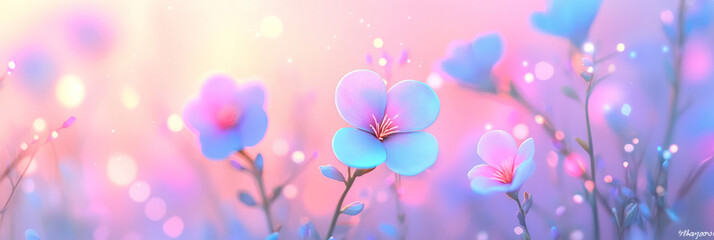 Aufkleber - Delicate pastel petals glowing under a low sun, with softly blurred background silhouettes fading