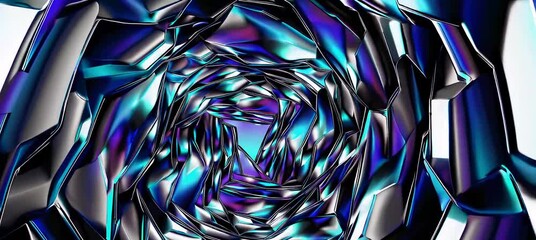 Poster - Kaleidoscopic metallic reflections transforming in vibrant abstract pattern