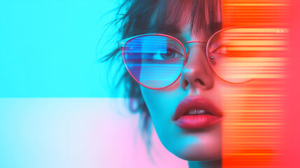 Aufkleber - Artistic composition with out-of-focus luminous shapes in the background, mirrored crisply on the