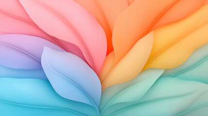 Aufkleber - Fluid abstract arrangement of large palm-like leaves fading from bold teal at the base to pastel