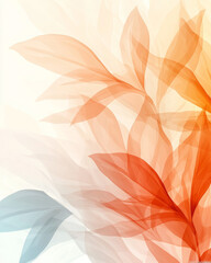 Poster - Modern composition featuring slender leaves that transition from warm orange to pale yellow, softly
