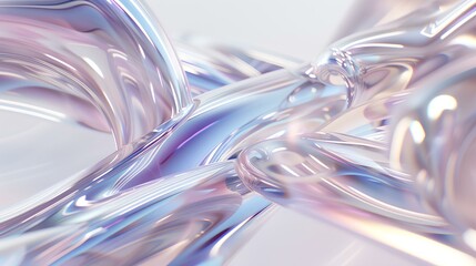 Poster - Light-colored background with a light texture dispersion of 3D rendered abstract glass line compositions.  